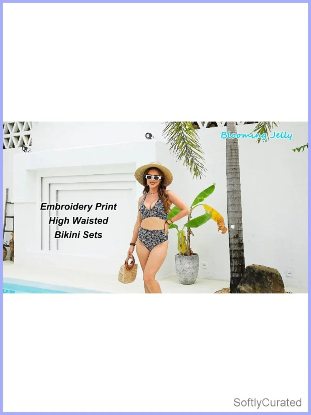 High Waisted Bikini Set with Tummy Control and Floral Embroidery